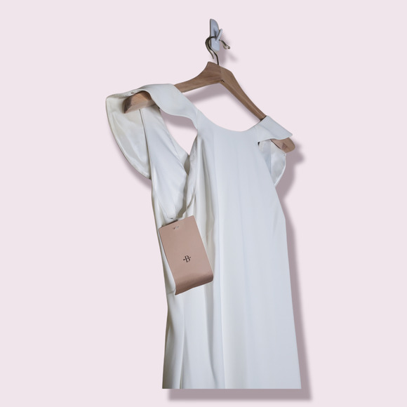 BHLDN Badgley Mischka Heather Ivory Wedding Gown Ruffled Back Women's Size 0 - Picture 13 of 13